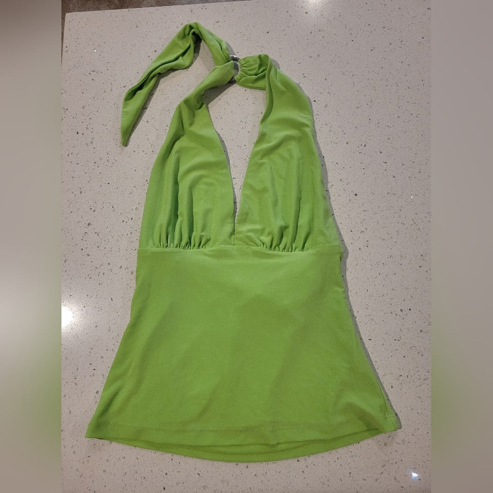 Cache Lime Green Backless Top & Skirt